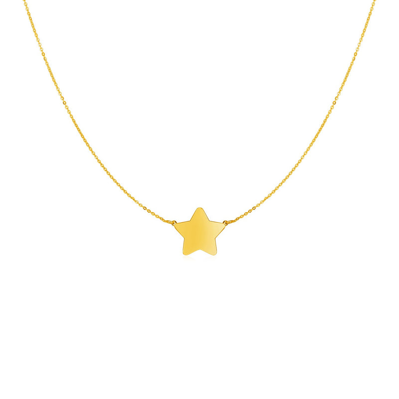 14k Yellow Gold Necklace with Five Pointed Star