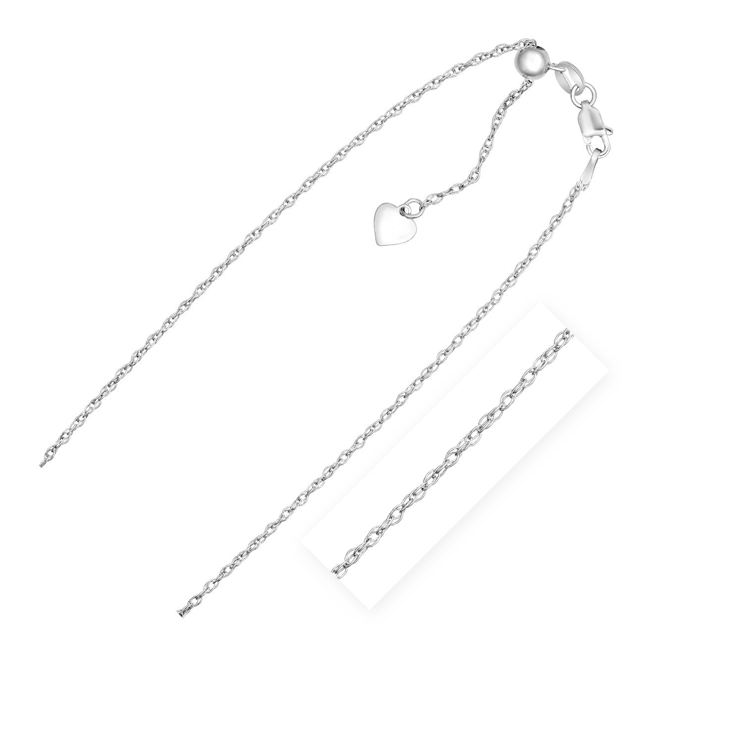Sterling Silver 1.5mm Adjustable Rope Chain 22"
