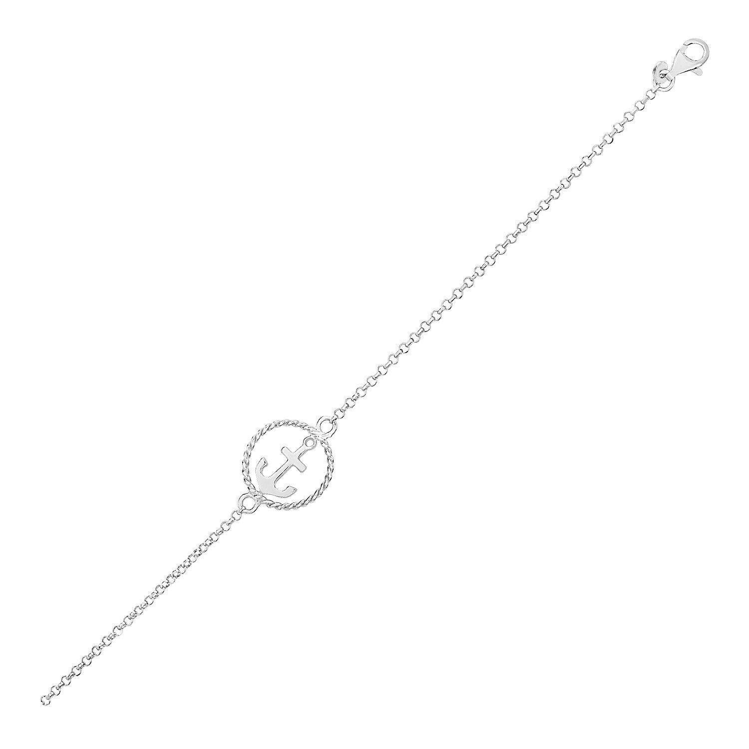 Sterling Silver Bracelet with Anchor 7.25"