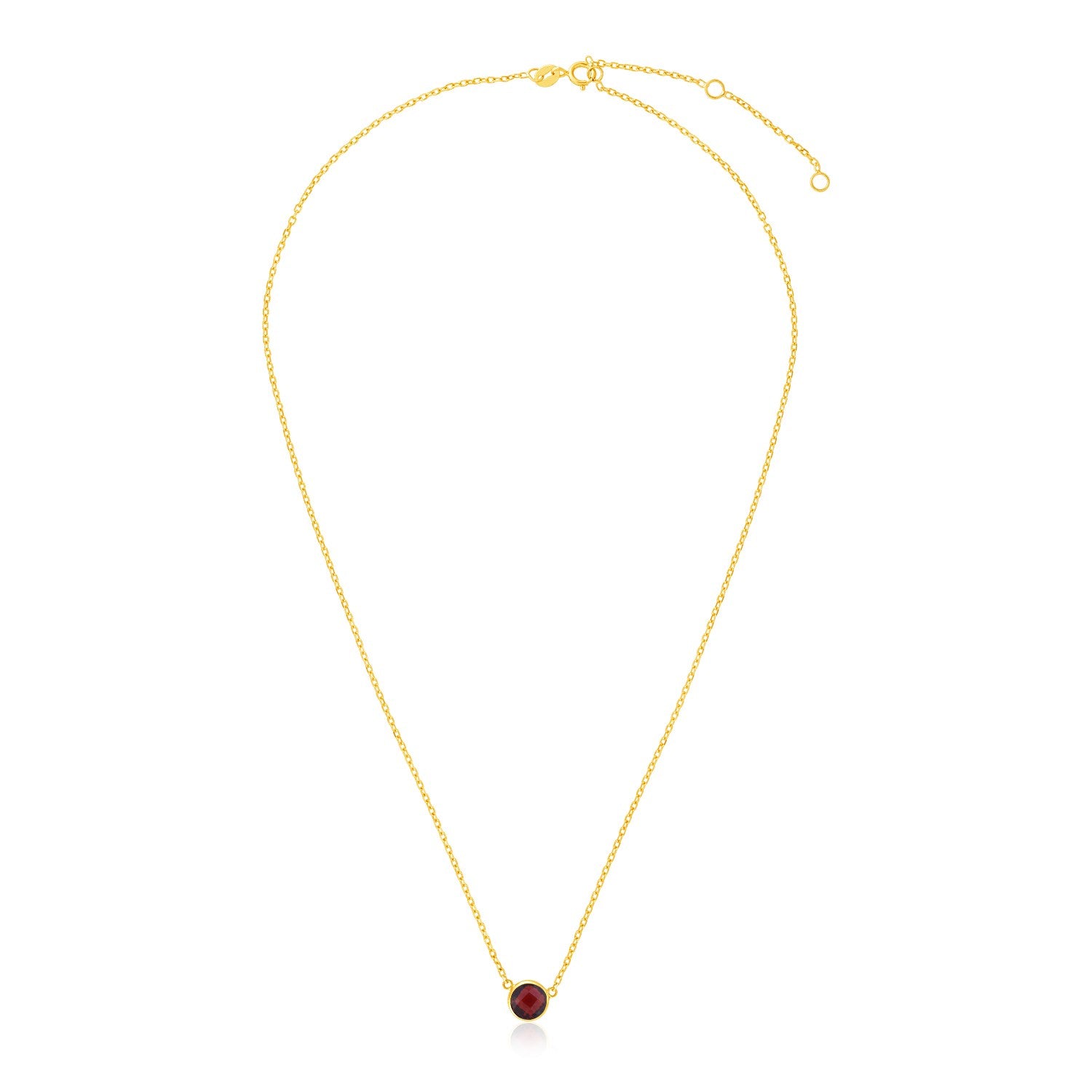 14k Yellow Gold 17 inch Necklace with Round Garnet 17"