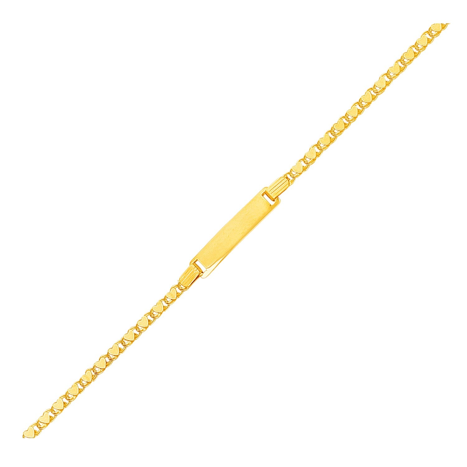 14k Yellow Gold Childrens Heart Link ID Bracelet 6"