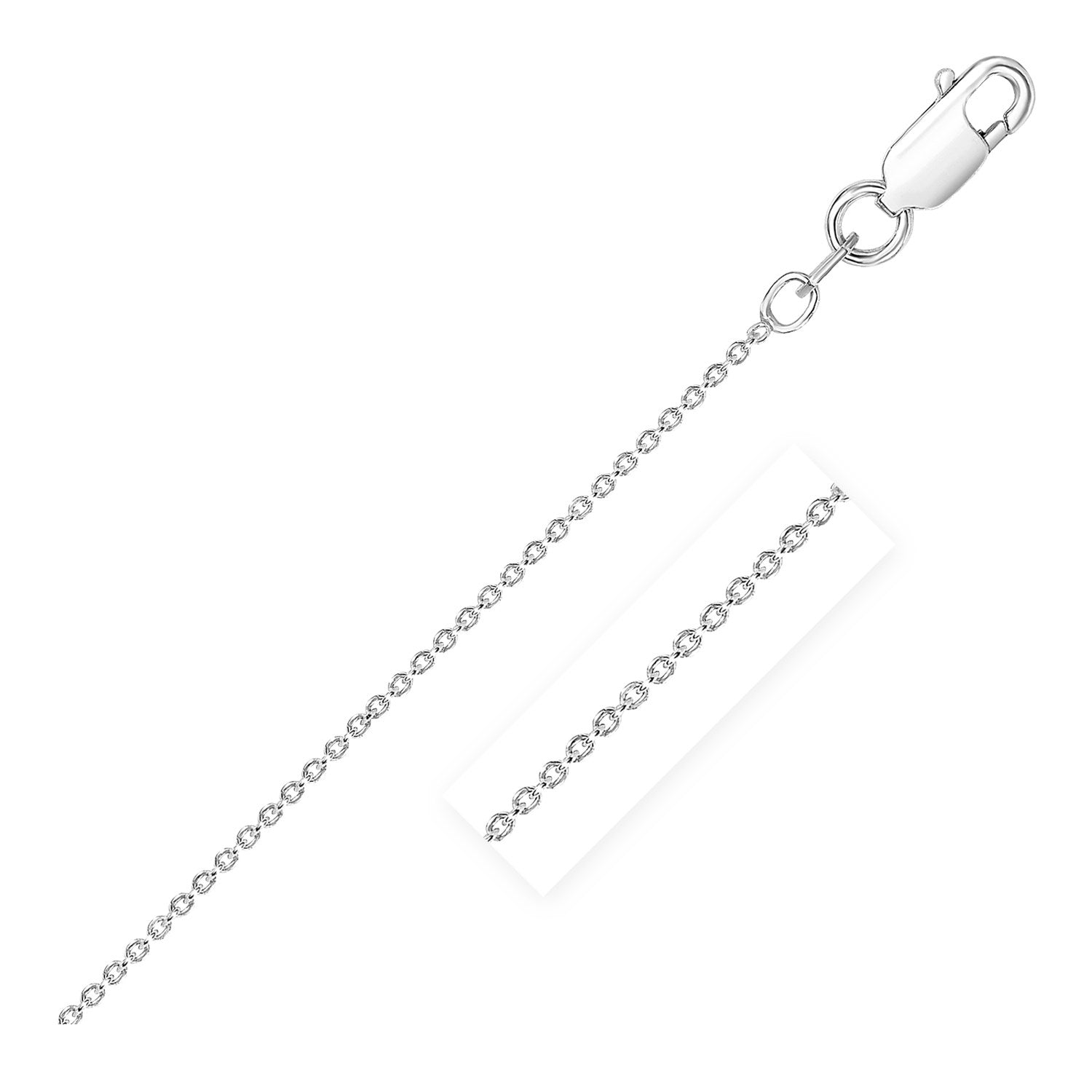 Sterling Silver Rhodium Plated Round Cable Chain 2.1 mm 20"