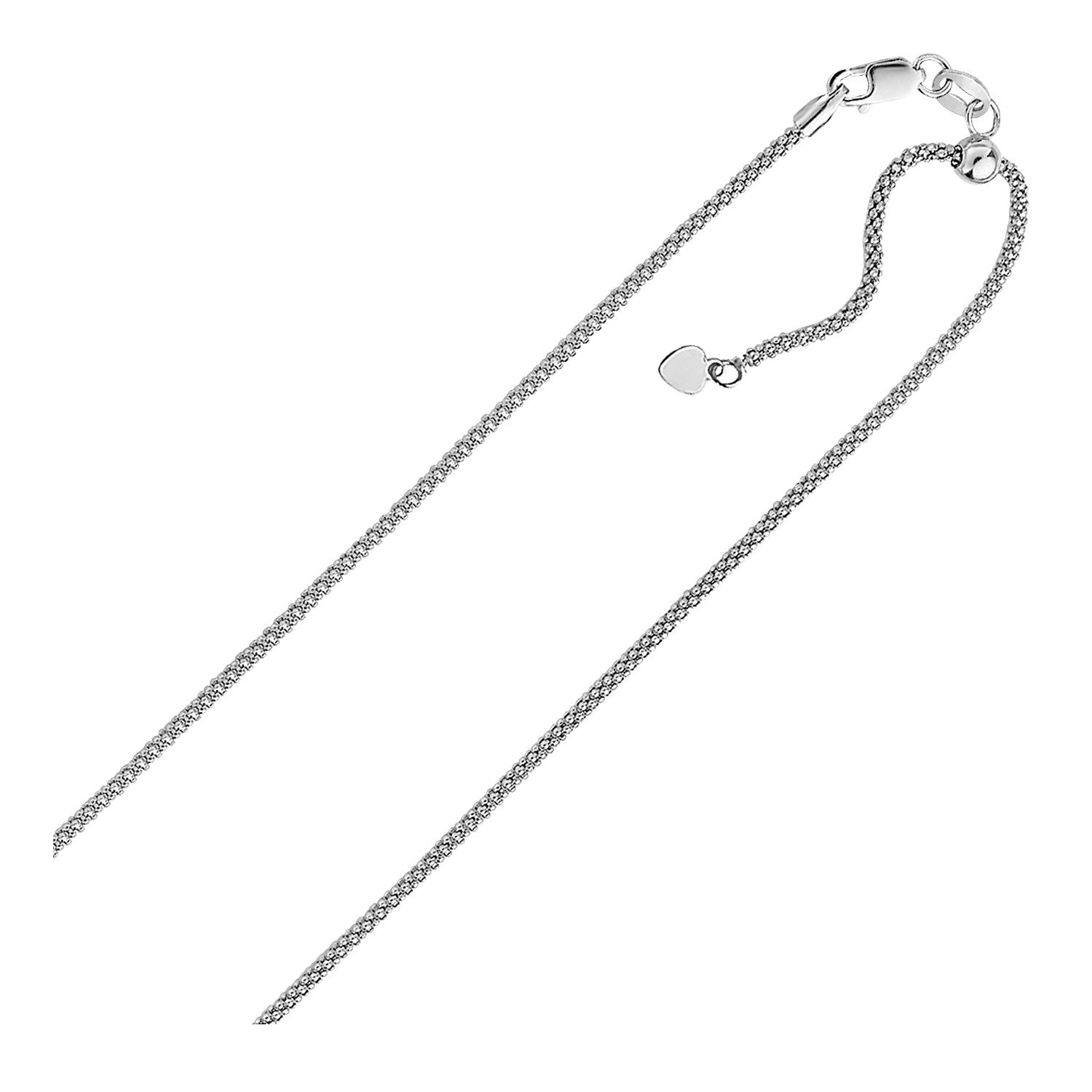 Sterling Silver 0.8mm Adjustable Popcorn Chain 22"