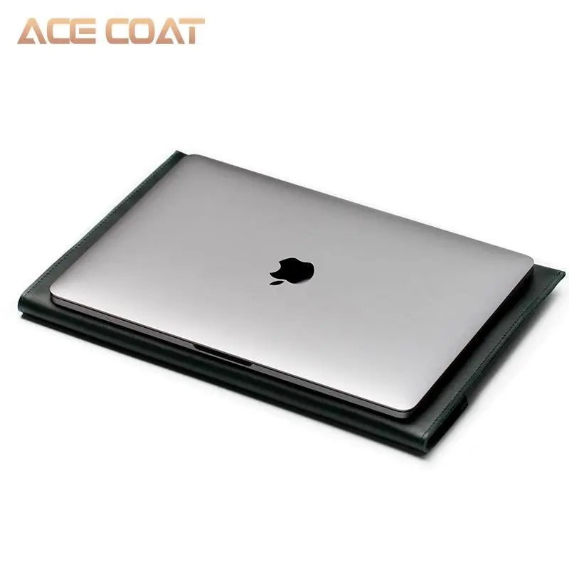 13ACECOAT Notebook Bag Dark Green Split Leather Laptop Bag for Macbook Air /pro 13/15/16 Laptop Sleeve , for Macbook Pro 13 Case - GreatEagleInc