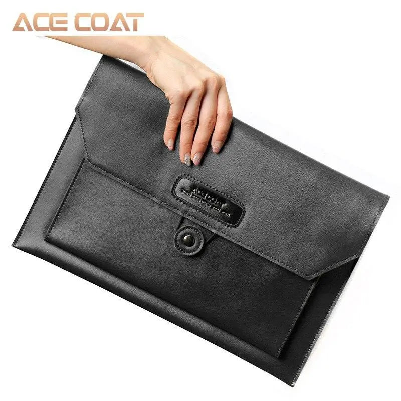 13ACECOAT Notebook Bag Dark Green Split Leather Laptop Bag for Macbook Air /pro 13/15/16 Laptop Sleeve , for Macbook Pro 13 Case - GreatEagleInc
