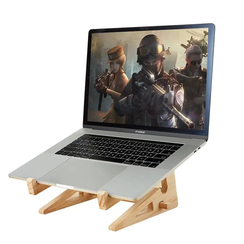 13Vmonv Increased Height Wood Laptop Stand Holder for Macbook Air Pro Retina 13 15 Inch Notebook Vertical Base Cooling Stand Mount (01) - GreatEagleInc