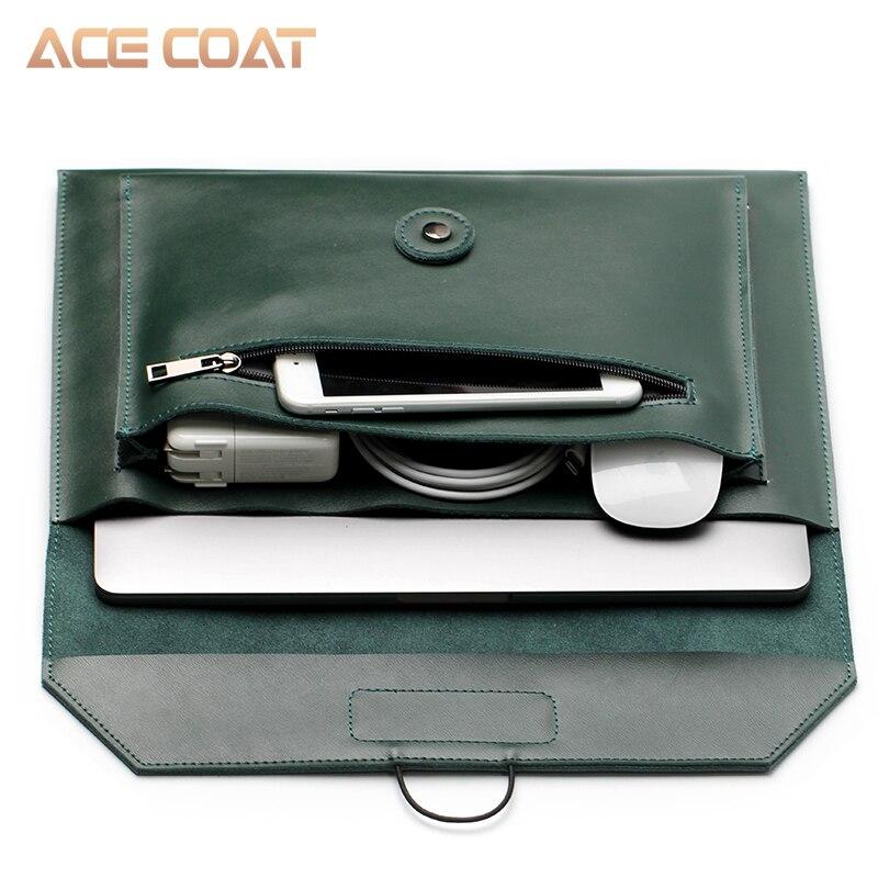 13ACECOAT Notebook Bag Dark Green Split Leather Laptop Bag for Macbook Air /pro 13/15/16 Laptop Sleeve , for Macbook Pro 13 Case GreatEagleInc