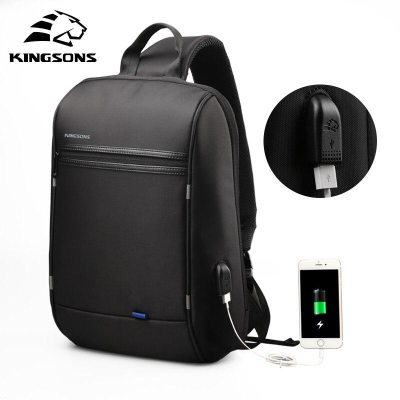 13Kingsons Waterproof Shoulder Bags Men Women Laptop Messenger USB Charging Chest Bag 13.3 inch Laptop Bag for Macbook Air Pro 13 (Black 13") GreatEagleInc