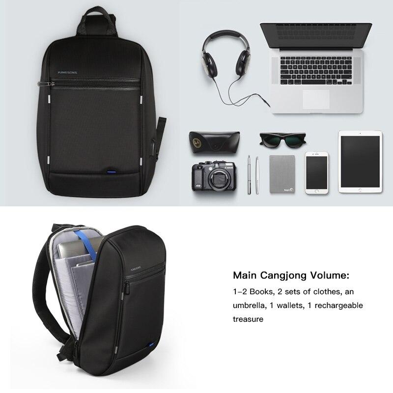13Kingsons Waterproof Shoulder Bags Men Women Laptop Messenger USB Charging Chest Bag 13.3 inch Laptop Bag for Macbook Air Pro 13 (Black 13