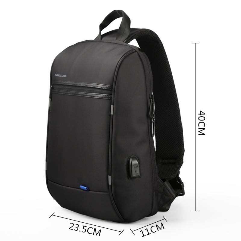 13Kingsons Waterproof Shoulder Bags Men Women Laptop Messenger USB Charging Chest Bag 13.3 inch Laptop Bag for Macbook Air Pro 13 (Black 13