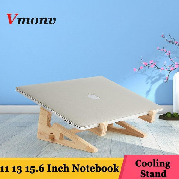 13Vmonv Increased Height Wood Laptop Stand Holder for Macbook Air Pro Retina 13 15 Inch Notebook Vertical Base Cooling Stand Mount (01) GreatEagleInc