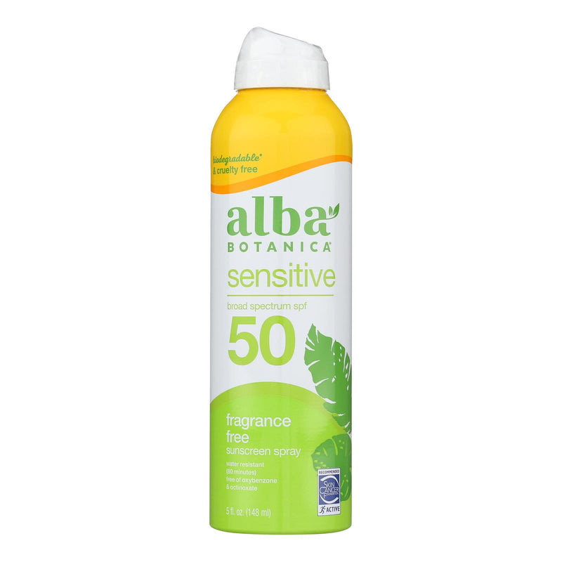 Alba Botanica - Sunscreen Spray Sensitive Formula Spf 50 - 1 Each-5 Fluid Ounces
