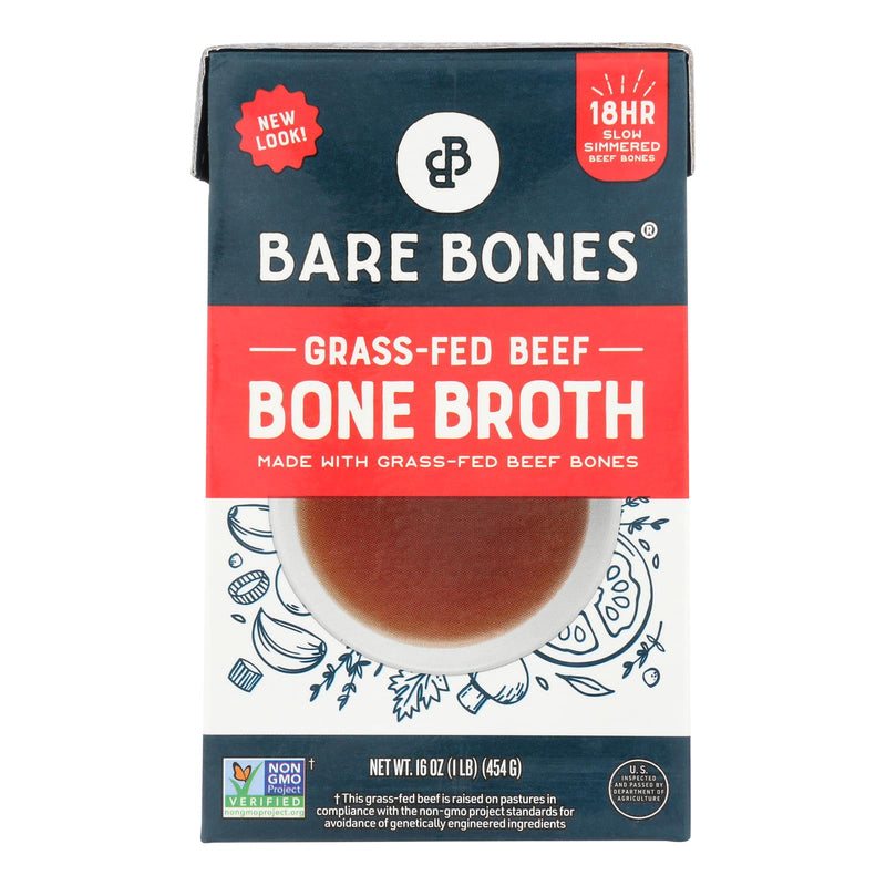 Bare Bones Broth - Bone Broth Beef Classic Grass-fed - Case Of 8-16 Fluid Ounces