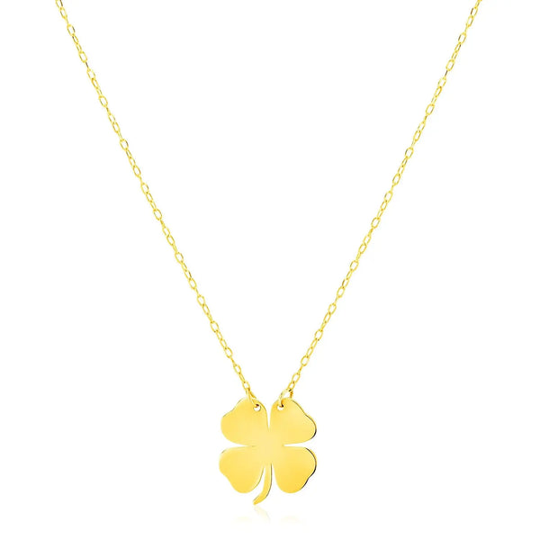 14K Yellow Gold Four Leaf Clover Necklace 18"