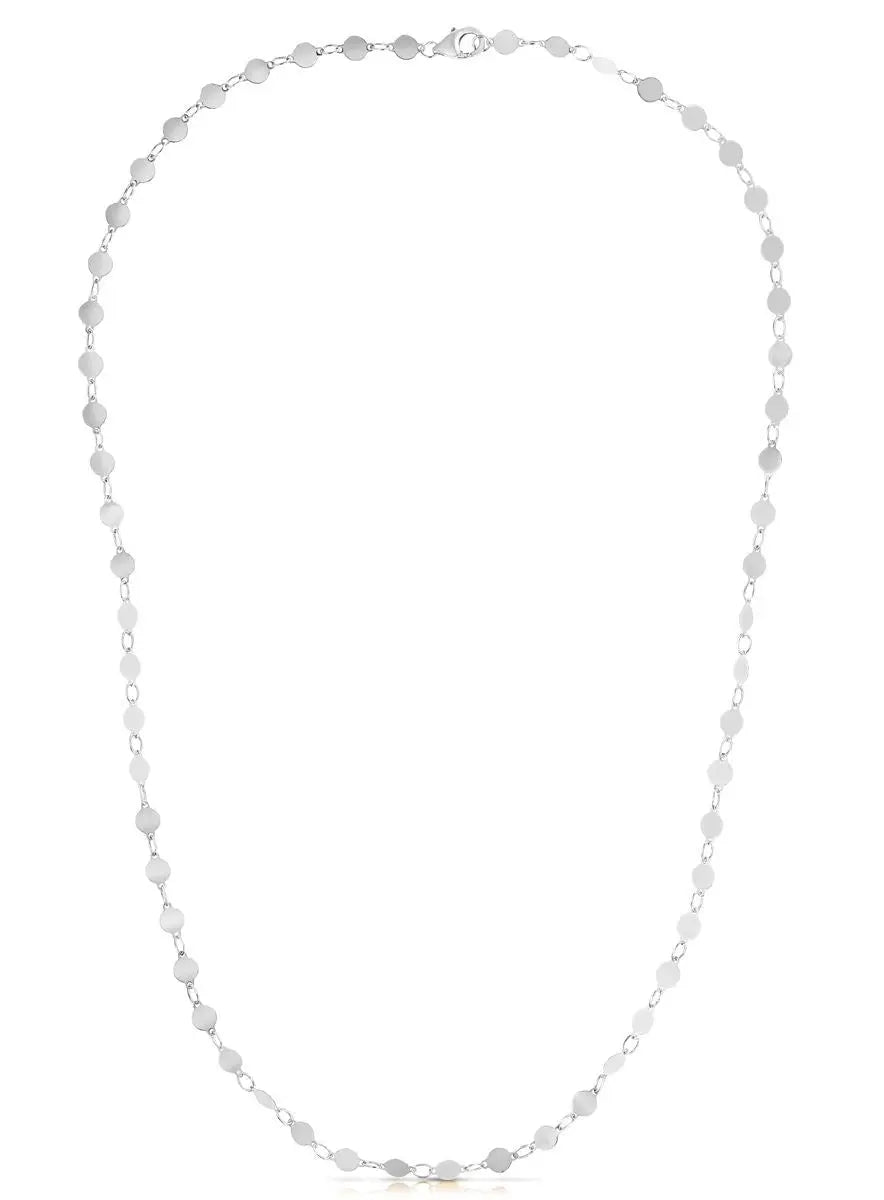 14k White Gold Necklace with Polished Circles 18"