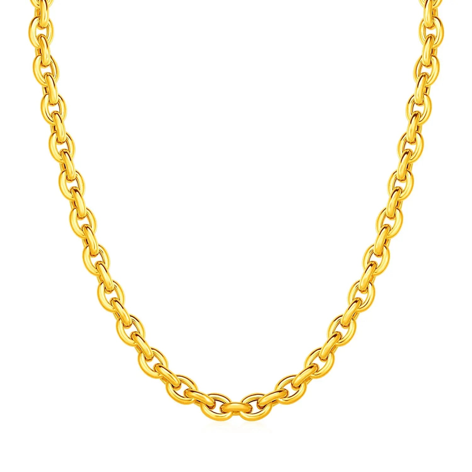 14k Yellow Gold Polished Oval Link Necklace 18"