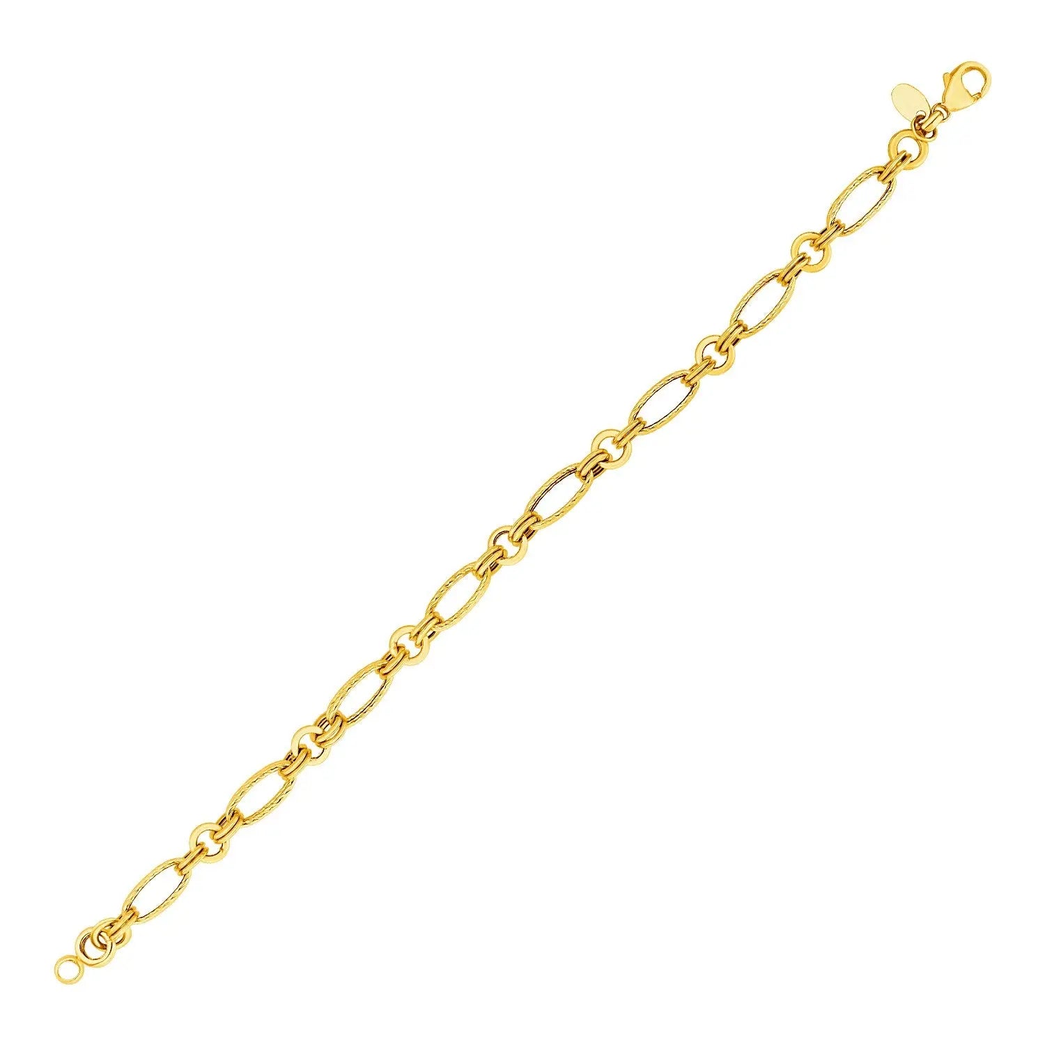 14k Yellow Gold Twisted and Polished Link Bracelet 7.5"