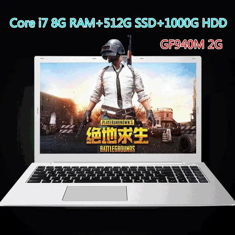 15.6-Inch Gaming Laptop Core I7 8G 512G SSD 1T HDD Laptop Ultra-Thin Business Office Student  Laptop Gaming Netbook - GreatEagleInc