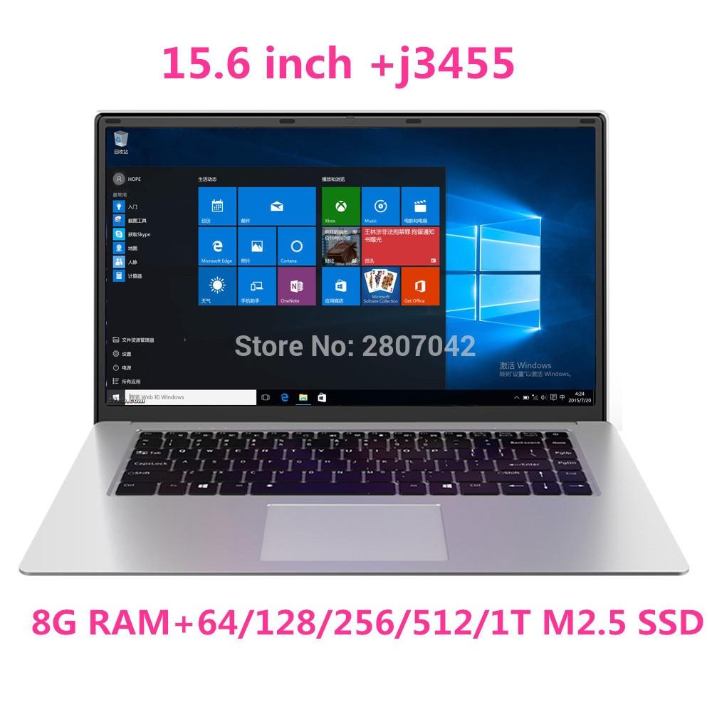 15.6 inch Laptop With 8G RAM 1TB 512G 256G 128G SSD Gaming Laptops Ultrabook intel j3455 Quad Core Notebook Computer FHD Netbook GreatEagleInc