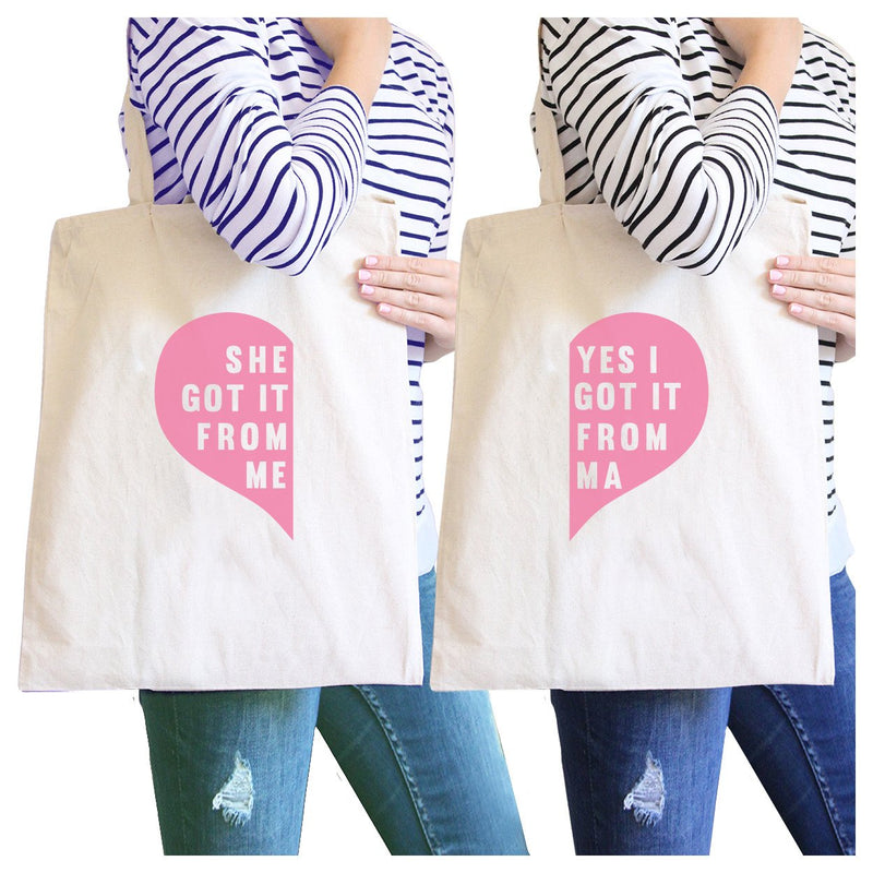 She Got It From Me Natural Cute Design Canvas Tote Bag Mom Gifts