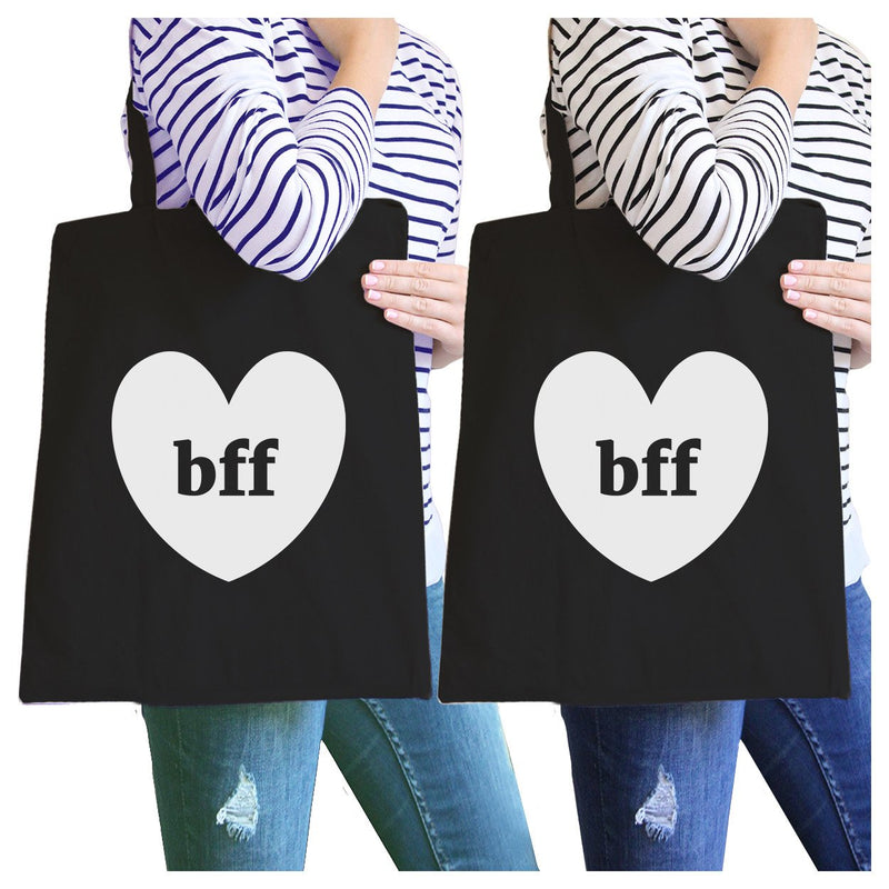 Bff Hearts BFF Matching Black Canvas Bags