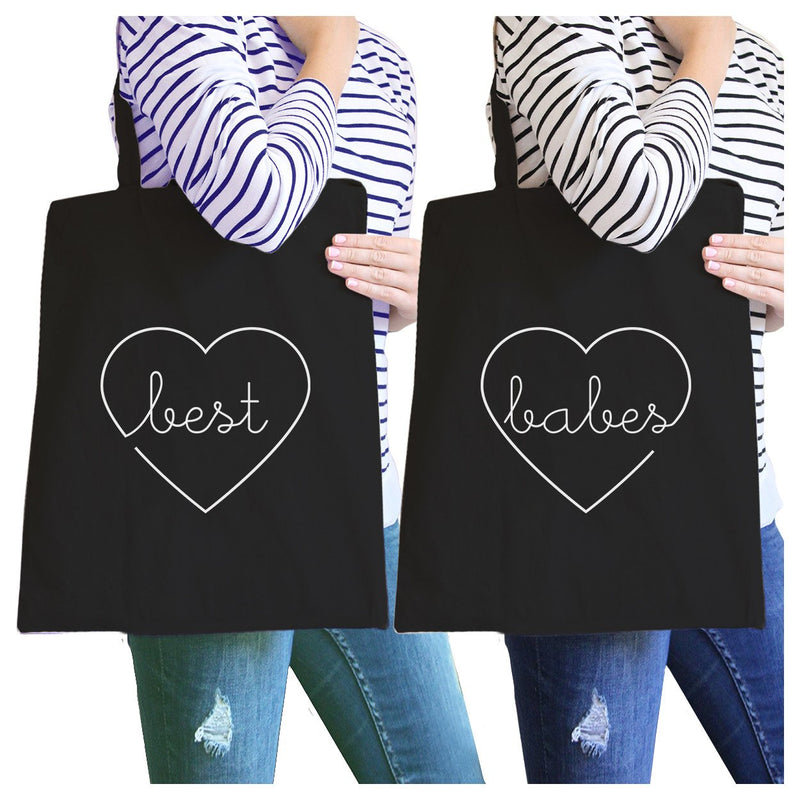 Best Babes BFF Matching Black Canvas Bags