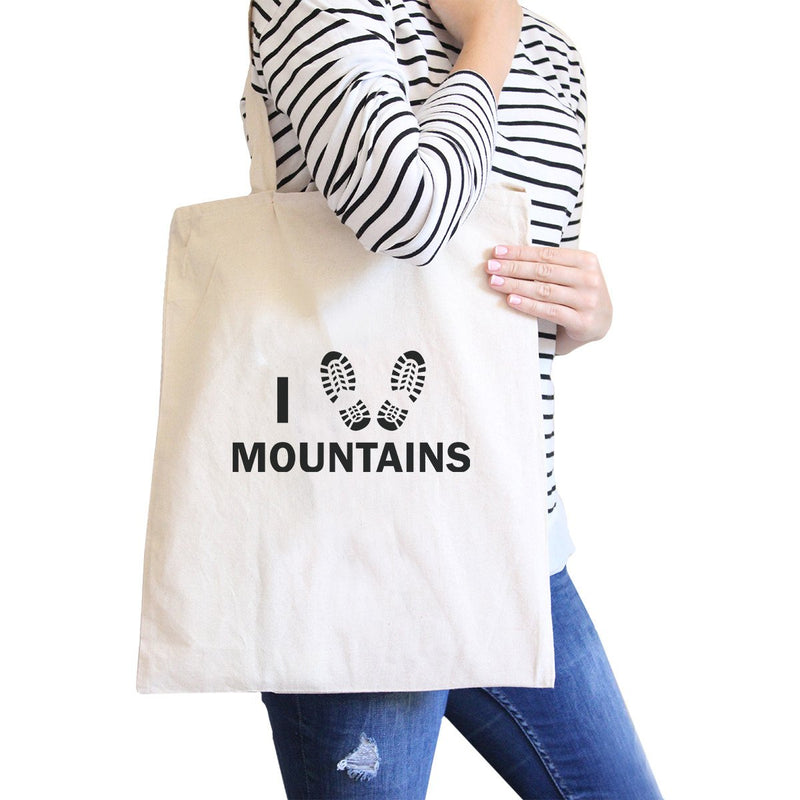 I Heart Mountains Natural Canvas Bag Gift Ideas For Hiking Lovers