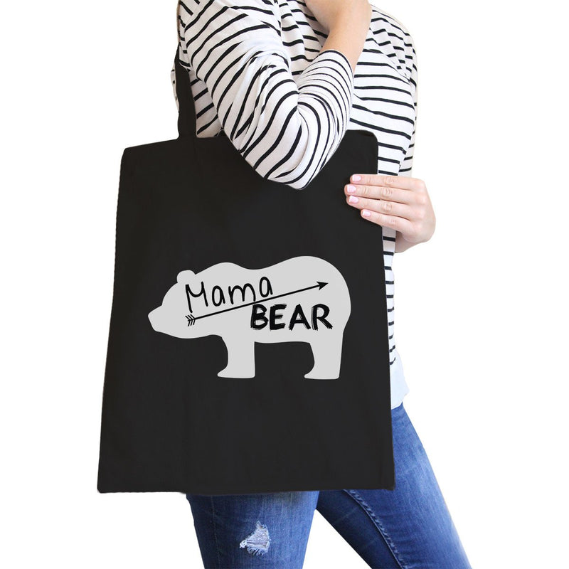 Mama Bear Black Canvas Tote Bag Trendy Design Cute Gifts For Her