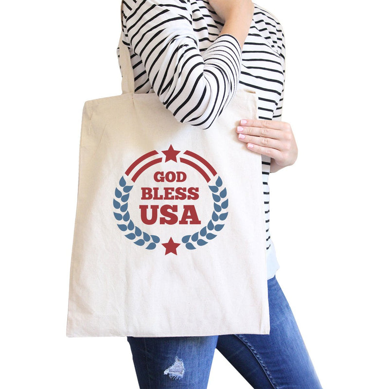 God Bless USA Natural Eco-Friendly Canvas Tote Bag Canvas Tote Bag