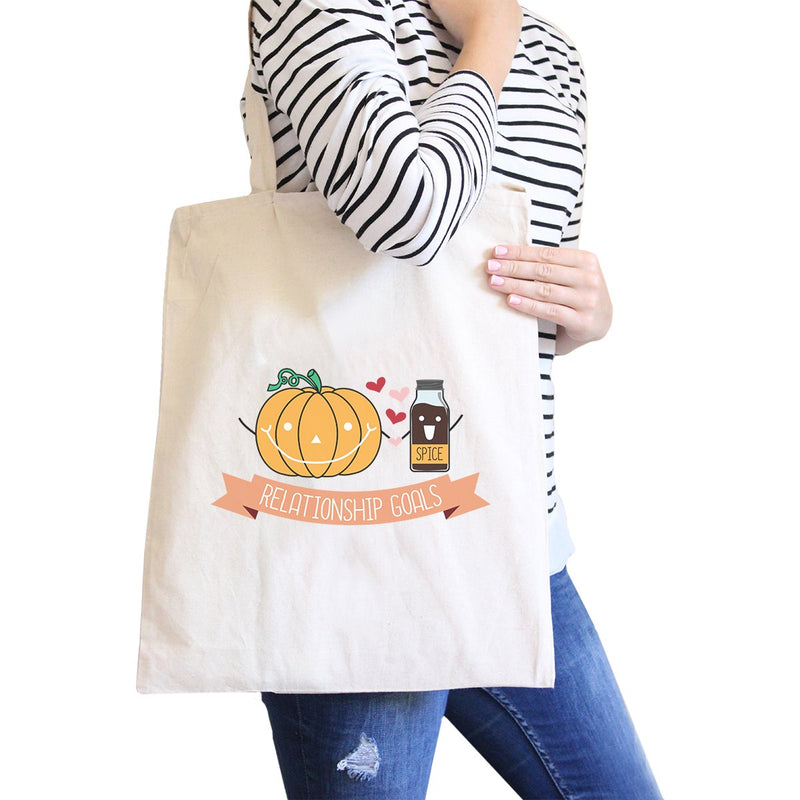 Pumpkin Spice Relationship Goals Natural Canvas Bags