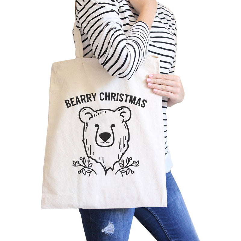 Bearry Christmas Bear Natural Canvas Bags