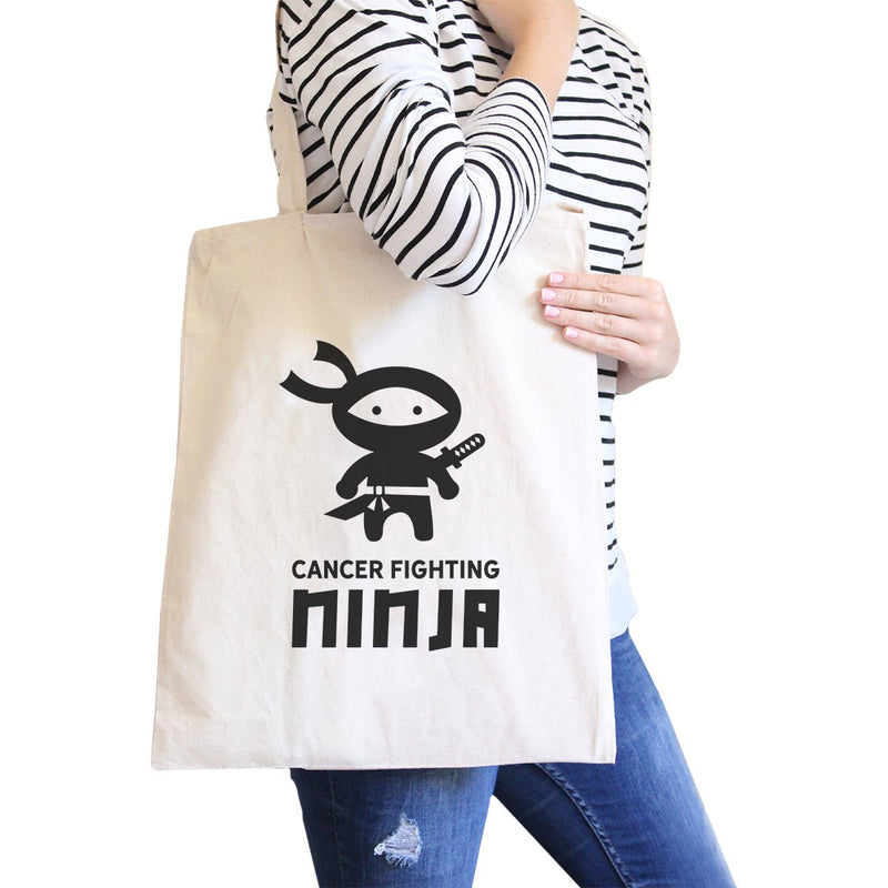 Cancer Fighting Ninja Natural Canvas Bags
