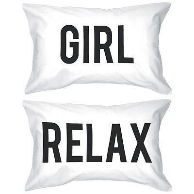 Bold Statement Pillowcases 300T-Count Standard Size 21 x 30 - Girl Relax