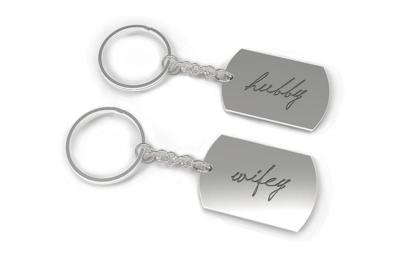 Hubby and Wifey Couple Key Chain- His and Hers Key Rings, Couple Keychains