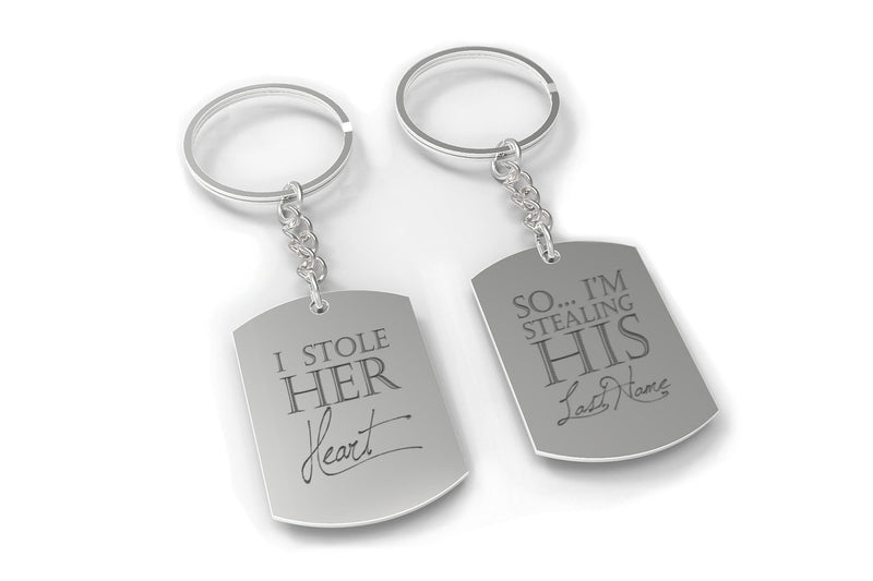 I Stole Her Heart, So I'm Stealing His Last Name Couple Keychain- Key Rings
