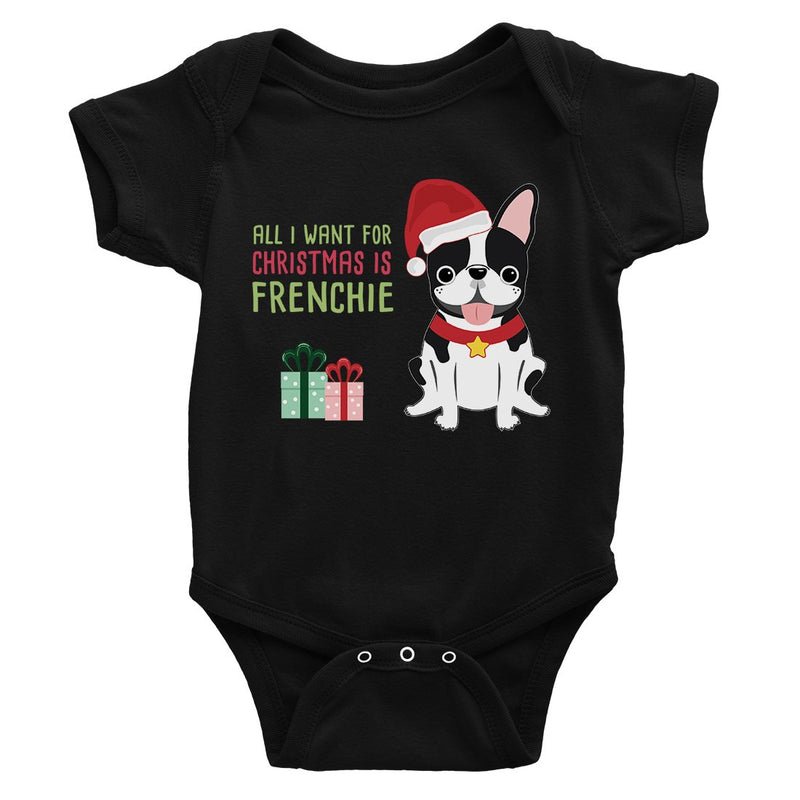 Christmas Frenchie Present Baby Bodysuit