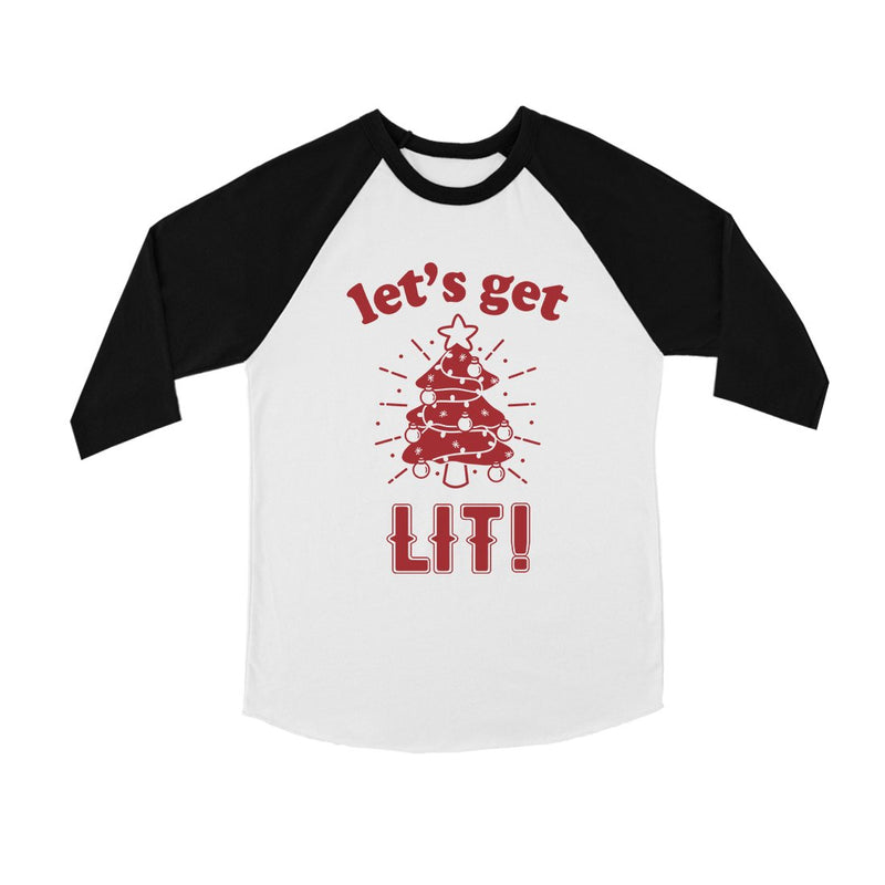 Get Lit Christmas Tree BKWT Kids Baseball Shirt