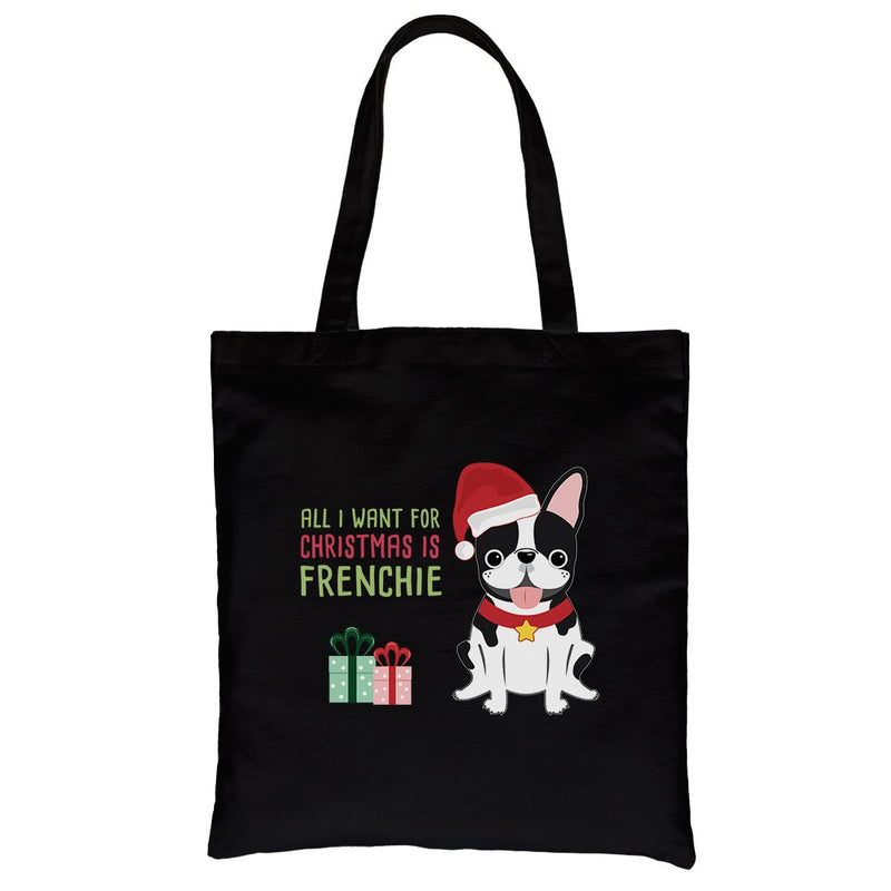 Christmas Frenchie Present Canvas Bag
