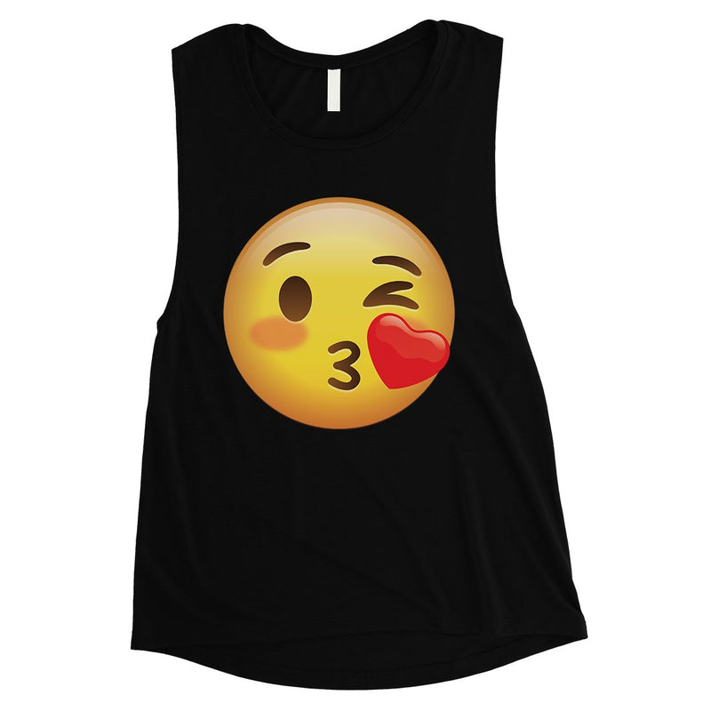 Emoji-Wink Kiss Womens Amazing Nice Halloween Costume Muscle Shirt