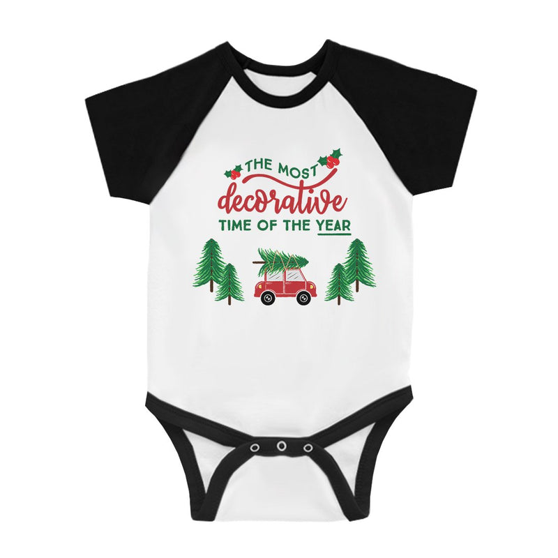 Decorative Christmas Time BKWT Baby Baseball Bodysuit