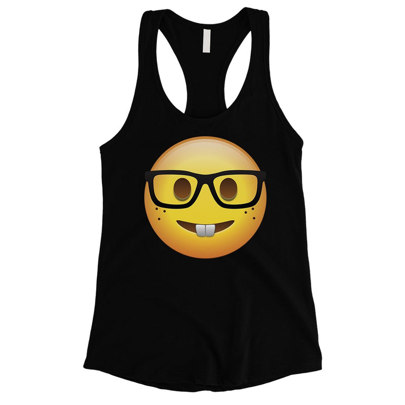 Emoji-Nerd Womens Simple Basic Loving Happy Cool Tank Top Gag Gift