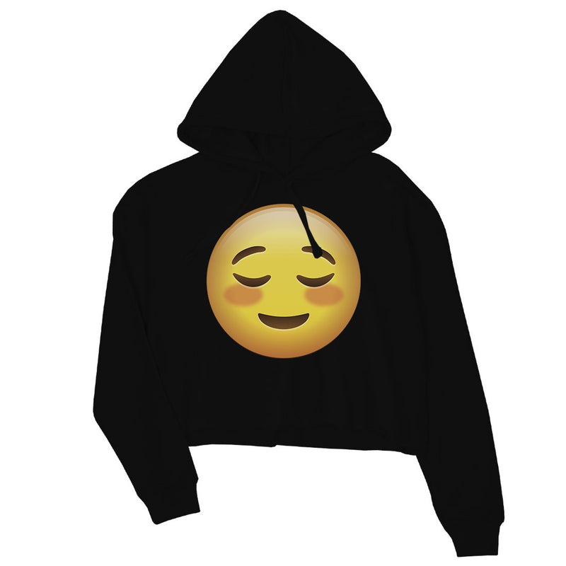 Emoji-Blush Womens Crop Hoodie Sincere Passionate Great Halloween