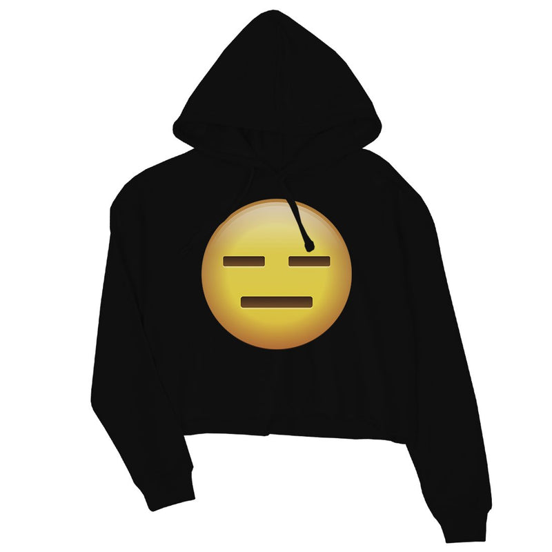 Emoji-Emotionless Womens Crop Hoodie Boring Fun Modern Enthusiastic