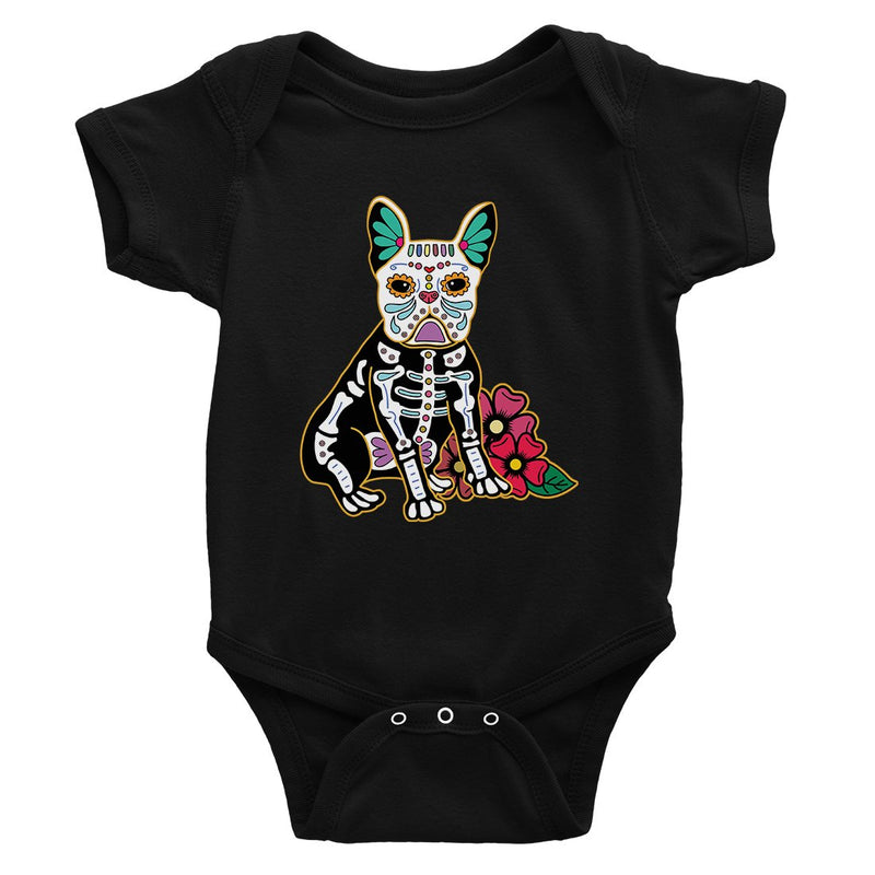 Frenchie Day Of Dead Funny Halloween Costume Baby Bodysuit Gift