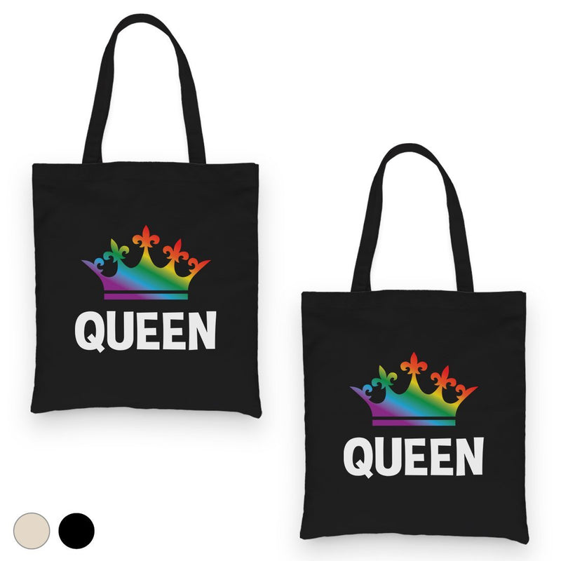LGBT Queen Queen Rainbow Crown BFF Matching Canvas Bags