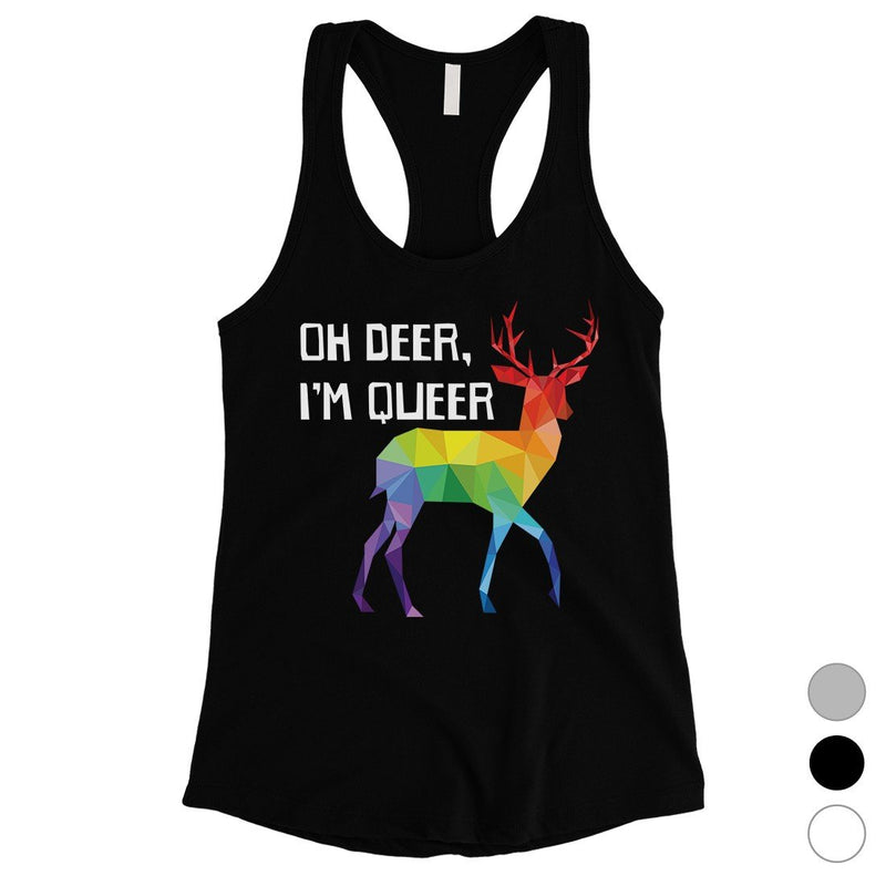 LGBT Deer Queer Rainbow Womens Tank Top