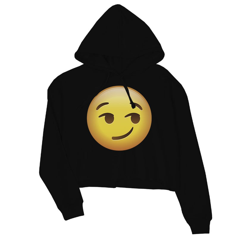 Emoji-Smirking Womens Crop Hoodie Outstanding Good Perfect Gag Gift