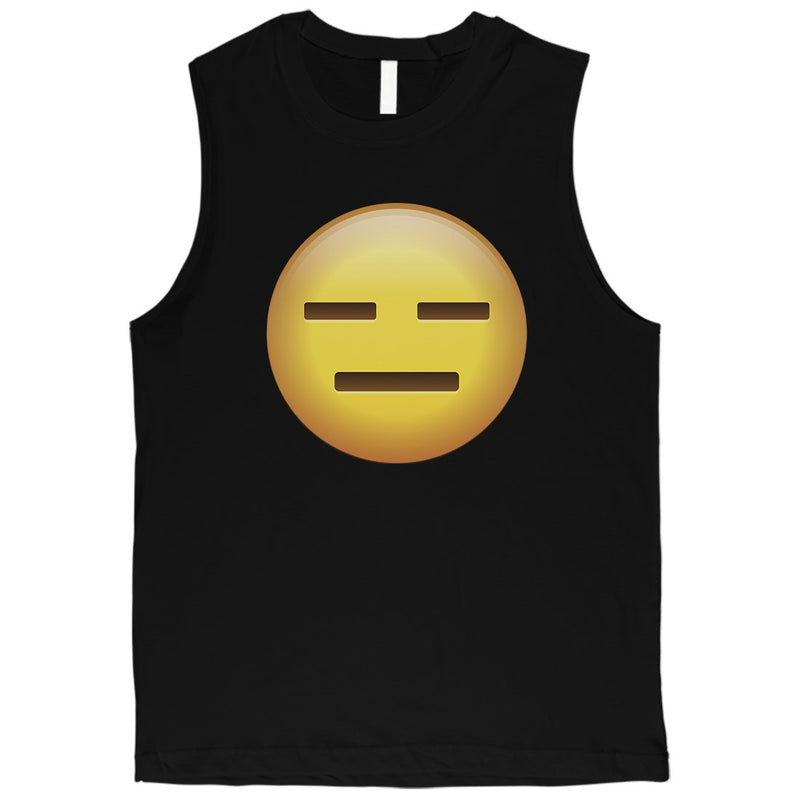 Emoji-Emotionless Mens Basic Mood Fun Best Muscle Shirt Friend Gift