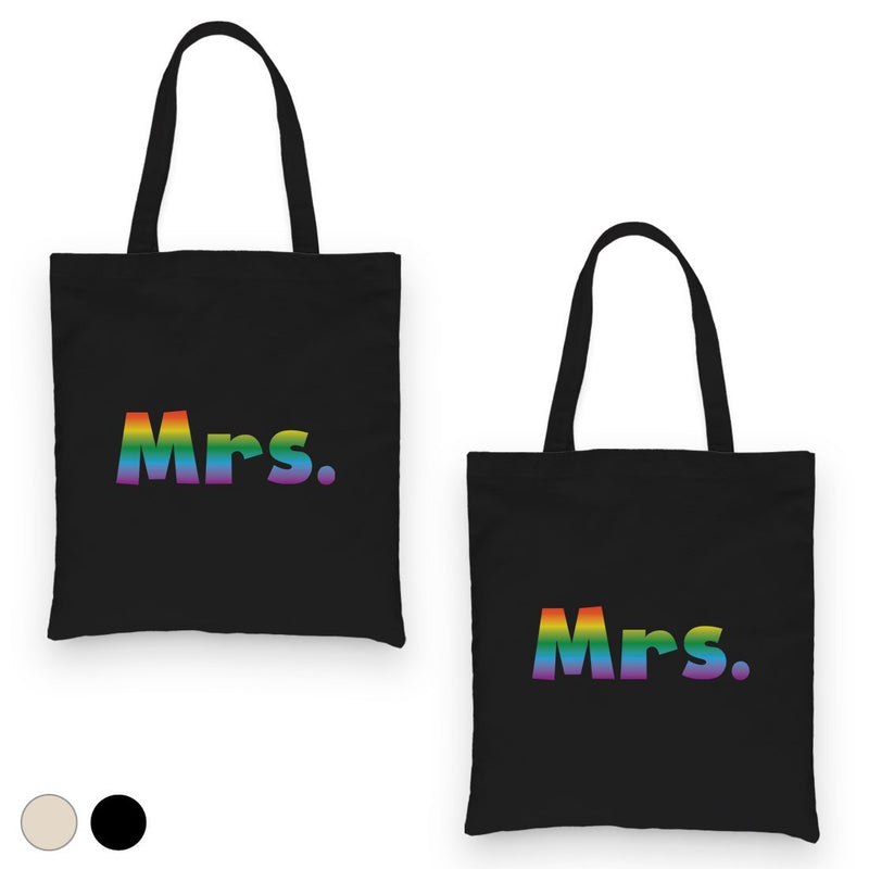 LGBT Mrs. Mrs. Rainbow BFF Matching Canvas Bags