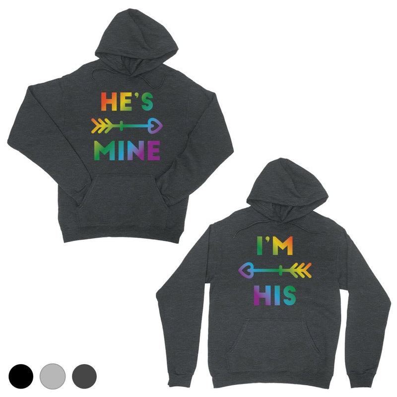 LGBT He's Mine I'm His Rainbow Cool Grey Matching Couple Hoodies